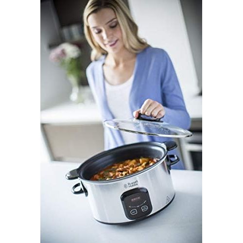  Russell Hobbs Digitaler Slow Cooker, Schongarer, einstellbare Garzeit, programmierbarer Timer, 6.0l, 3 Temperatureinstellungen, MaxiCook Slowcooker 22750-56