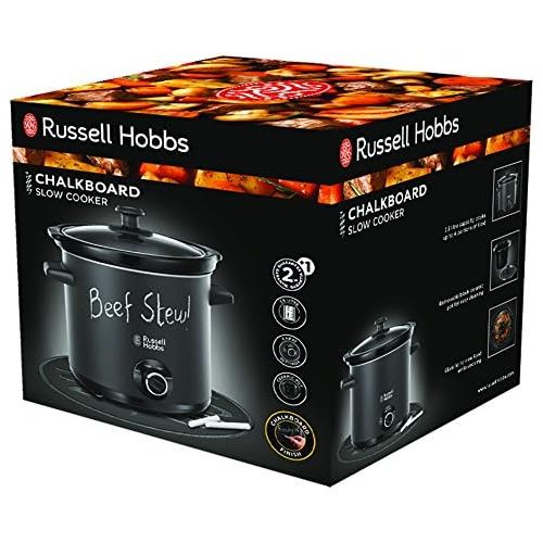  Russell Hobbs Slow Cooker, Schongarer Chalkboard, Keramik-Gartopf, matte Tafel-Oberflache, 3 Temperatureinstellungen, 3.5l, 200 Watt, Slowcooker 24180-56