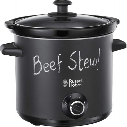  Russell Hobbs Slow Cooker, Schongarer Chalkboard, Keramik-Gartopf, matte Tafel-Oberflache, 3 Temperatureinstellungen, 3.5l, 200 Watt, Slowcooker 24180-56