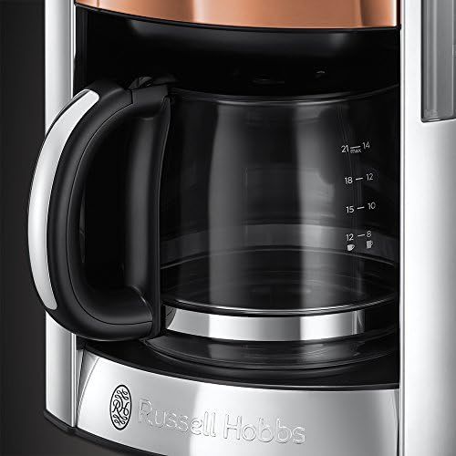  Russell Hobbs Digitale Kaffeemaschine Luna Edelstahl/Kupfer, programmierbarer Timer, bis 12 Tassen, 1,5l Glaskanne, Warmhalteplatte, Abschaltautomatik, 1000W, Filterkaffeemaschine