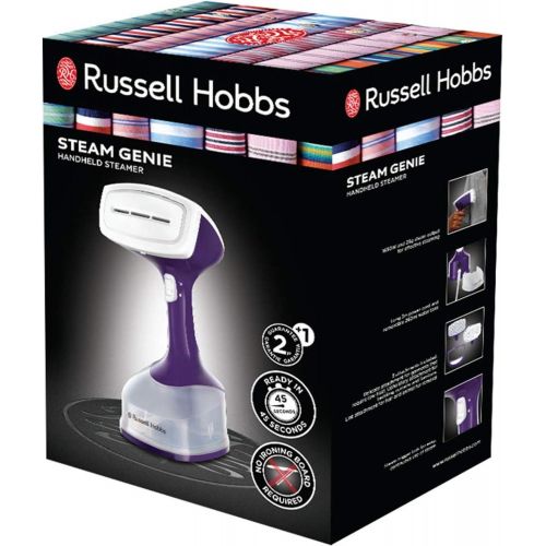 Russell Hobbs 25600-56, Dampfbuegelbuerste Steam Genie, 1.650 Watt, schnellaufheizend, variabler Dampf bis zu 25g/min, 260ml Wassertank, inkls. 3 Aufsatze, weiss/lila
