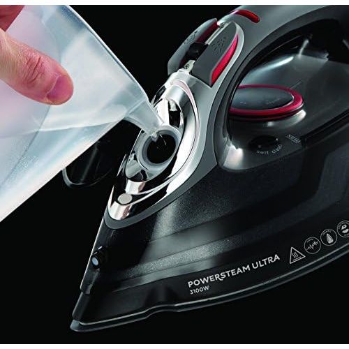  Russell Hobbs 20630-56 Dampfbuegeleisen Powersteam Ultra, 3100 Watt, Keramik-Buegelsohle, Extra-Dampfstoss von 210 g/min, schwarz/rot