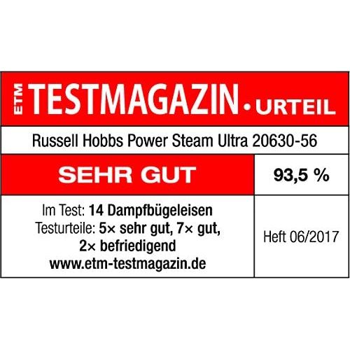  Russell Hobbs 20630-56 Dampfbuegeleisen Powersteam Ultra, 3100 Watt, Keramik-Buegelsohle, Extra-Dampfstoss von 210 g/min, schwarz/rot