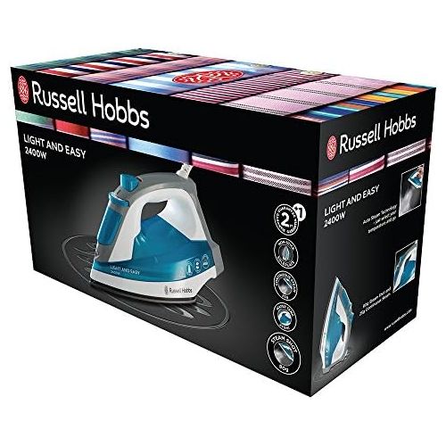  Russell Hobbs 23590-56 Dampfbuegeleisen Light & Easy, 2400 Watt, antihaftbeschichtete Buegelsohle, automatischer Dampf, blau/weiss