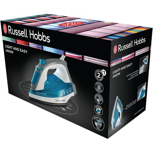  Russell Hobbs 23590-56 Dampfbuegeleisen Light & Easy, 2400 Watt, antihaftbeschichtete Buegelsohle, automatischer Dampf, blau/weiss