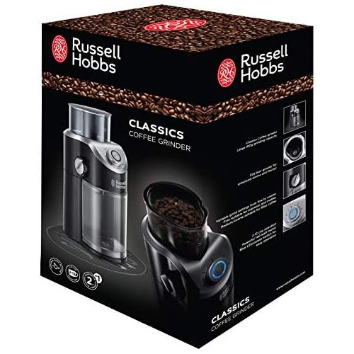  Russell Hobbs Kaffeemuehle Classics, hochwertiges Scheibenmahlwerk, elektrisch, variable Mahlgradeinstellungen fuer Kaffeebohnen, Nuesse, Gewuerze, Getreide, 23120-56