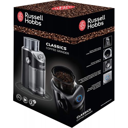  Russell Hobbs Kaffeemuehle Classics, hochwertiges Scheibenmahlwerk, elektrisch, variable Mahlgradeinstellungen fuer Kaffeebohnen, Nuesse, Gewuerze, Getreide, 23120-56