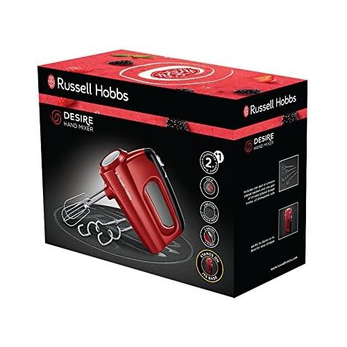  Russell Hobbs Handmixer Desire, 5 Geschwindigkeitsstufen plus Turbofunktion, spuelmaschinengeeignete 2 Ruehrbesen & 2 Knethaken, Handruehrer 24670-56