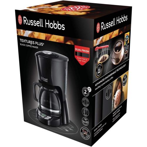  Russell Hobbs Digitale Kaffeemaschine Textures+, programmierbarer Timer, bis 10 Tassen, 1,25l Glaskanne, Warmhalteplatte, Abschaltautomatik, Tropf-Stopp, 975W, Filterkaffeemaschine