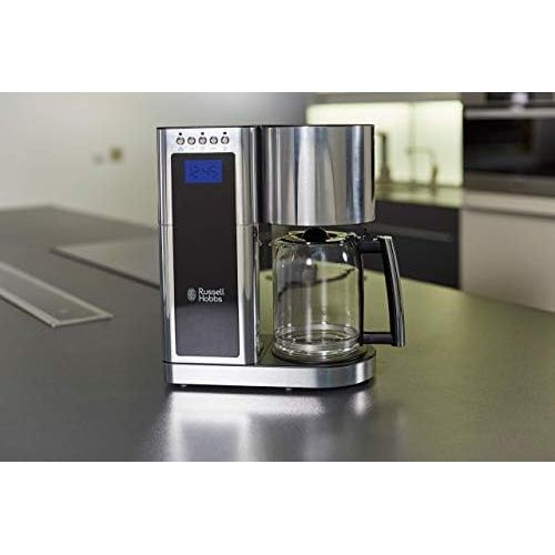  Russell Hobbs Digitale Kaffeemaschine Elegance Edelstahl, Timer-Funktion, bis 10 Tassen, 1,25l Glaskanne, 1600W, Schnellheizsystem, Warmhalteplatte, Abschaltautomatik, Filterkaffee