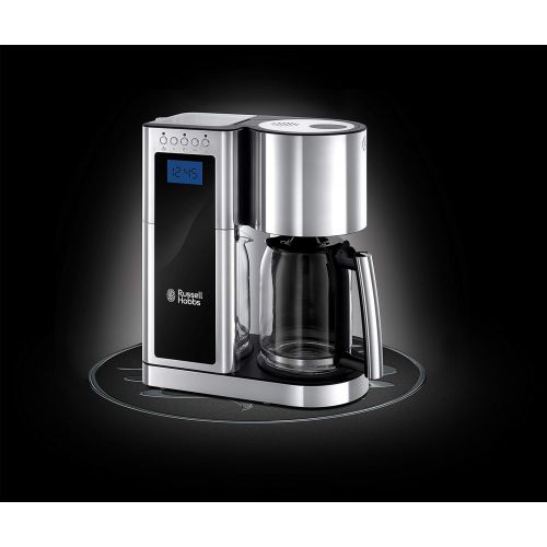  Russell Hobbs Digitale Kaffeemaschine Elegance Edelstahl, Timer-Funktion, bis 10 Tassen, 1,25l Glaskanne, 1600W, Schnellheizsystem, Warmhalteplatte, Abschaltautomatik, Filterkaffee