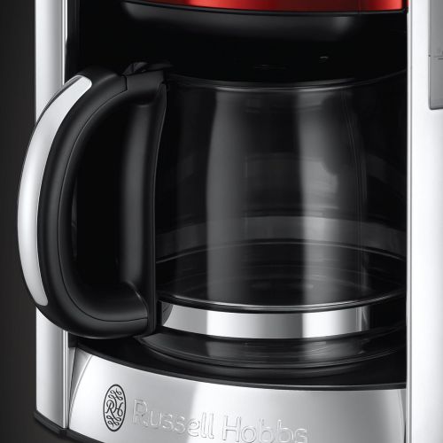  Russell Hobbs Digitale Kaffeemaschine Luna rot, bis 12 Tassen, 1,5l Glaskanne, programmierbarer Timer, Warmhalteplatte, Abschaltautomatik, 1000W, Filterkaffeemaschine 23240-56