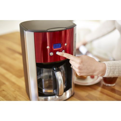  Russell Hobbs Digitale Kaffeemaschine Luna rot, bis 12 Tassen, 1,5l Glaskanne, programmierbarer Timer, Warmhalteplatte, Abschaltautomatik, 1000W, Filterkaffeemaschine 23240-56