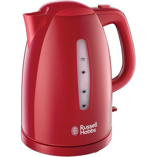  Russell Hobbs Wasserkocher, Textures rot, 1,7l, 2400W, Schnellkochfunktion, optimierte Ausgusstuelle, herausnehmbarer Kalkfilter, Teekocher 21272-70