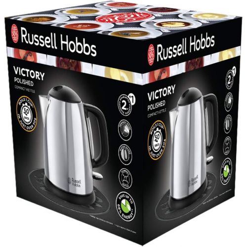  Russell Hobbs Wasserkocher Chester, 2400 Watt, 1.7l, Schnellkochfunktion, Perfect-Pour-Ausgusstuelle, Wasserstandsanzeige, 20420-70, Edelstahl/schwarz