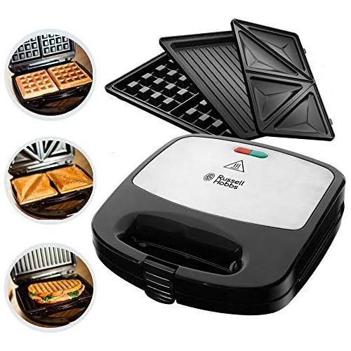  Russell Hobbs Multifunktionsgerat 3-in-1 Fiesta (Sandwich Maker, Waffeleisen, Kontaktgrill), spuelmaschinengeeignete & antihaftbeschichtete Platten (erweiterbar: Cake Pop, Mini Donu