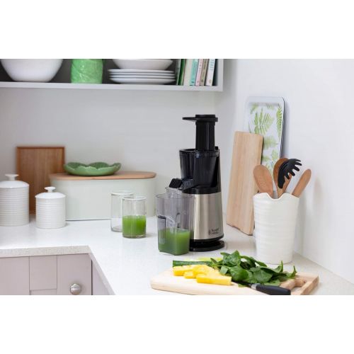  Russell Hobbs 25170-56 Slow-Juicer (Entsafter fuer Obst und Gemuese, 3 Siebeinsatze (fein, grob und gefrorene Fruechte), inkl. Ruecklauffunktion, BPA-frei, elektrische Obstpresse, Saft