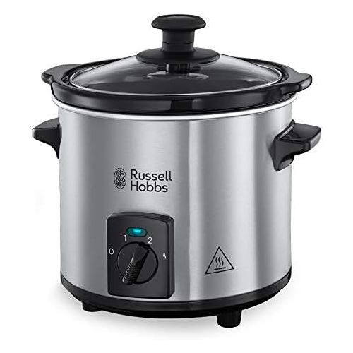  Russell Hobbs Slow Cooker, Schongarer Mini 2,0l, 2 Temperatureinstellungen & Warmhaltefunktion, Keramik Gartopf, kompaktes Design, Compact Home Slowcooker 25570-56