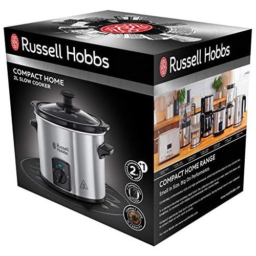  Russell Hobbs Slow Cooker, Schongarer Mini 2,0l, 2 Temperatureinstellungen & Warmhaltefunktion, Keramik Gartopf, kompaktes Design, Compact Home Slowcooker 25570-56