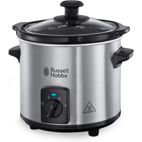  Russell Hobbs Slow Cooker, Schongarer Mini 2,0l, 2 Temperatureinstellungen & Warmhaltefunktion, Keramik Gartopf, kompaktes Design, Compact Home Slowcooker 25570-56