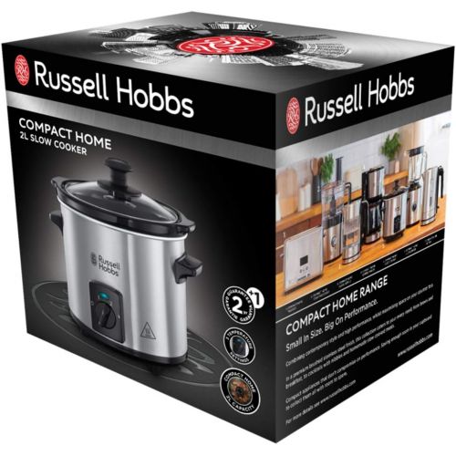  Russell Hobbs Slow Cooker, Schongarer Mini 2,0l, 2 Temperatureinstellungen & Warmhaltefunktion, Keramik Gartopf, kompaktes Design, Compact Home Slowcooker 25570-56