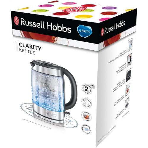  Visit the Russell Hobbs Store Russell Hobbs Glass Clarity Kettle with Integrated BRITA Water Filter, 1.0 L + 0.5 L Filter Insert, 2200 W, Lighting Includes Free Filter Cartridge, Capacity Marker, Tea Maker 2076