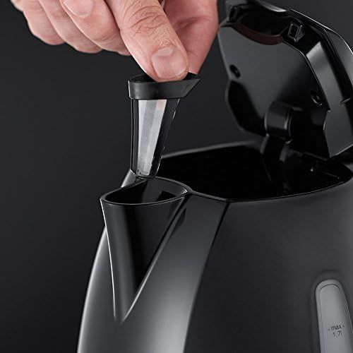  Visit the Russell Hobbs Store Russell Hobbs Textures+ 22591-70 Kettle 1.7 L 2400 W LED Lighting, Quick Cooking Function, Optimised Spout, Removable Limescale Filter, Tea Maker, Black, Energy Class A++