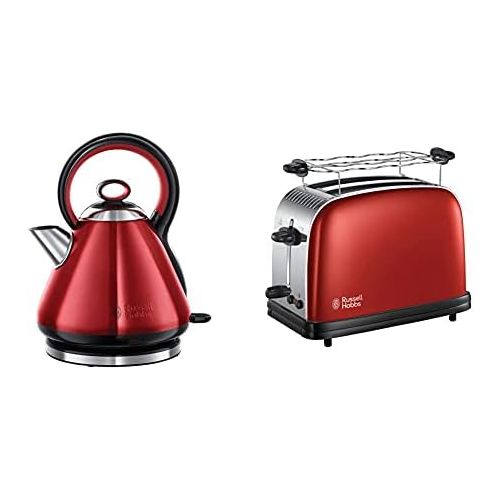  [아마존베스트]Russell Hobbs Toaster Colours+ Red, 2 Extra Wide Toast Slots, 1670W, 23330-56 & Kettle, Legacy Red, 1.7L, 2400W, Quick Boil Function, Quiet Boil Technology, Optimised Spout