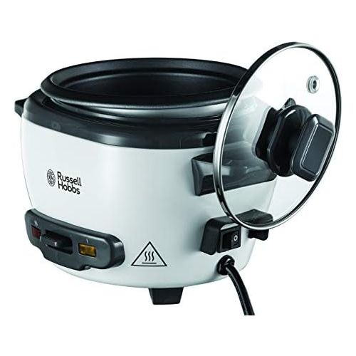  [아마존베스트]Russell Hobbs rice cooker small 0.8l (incl. Steamer insert, keep warm function, non-stick coated cooking pot, rice spoon & measuring cup) slow cooker for vegetables & fish 27030-56