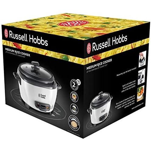  [아마존베스트]Russell Hobbs rice cooker small 0.8l (incl. Steamer insert, keep warm function, non-stick coated cooking pot, rice spoon & measuring cup) slow cooker for vegetables & fish 27030-56