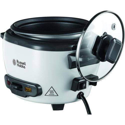  [아마존베스트]Russell Hobbs rice cooker small 0.8l (incl. Steamer insert, keep warm function, non-stick coated cooking pot, rice spoon & measuring cup) slow cooker for vegetables & fish 27030-56