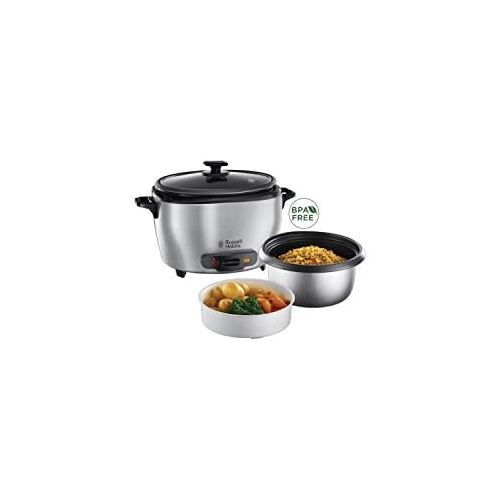  [아마존베스트]Russell Hobbs 23570-56 rice cooker MaxiCook, keep warm function, 2.5 l, incl. Dampfgarer usage, rice spoon, measuring cup, 1000 watts, stainless steel/black