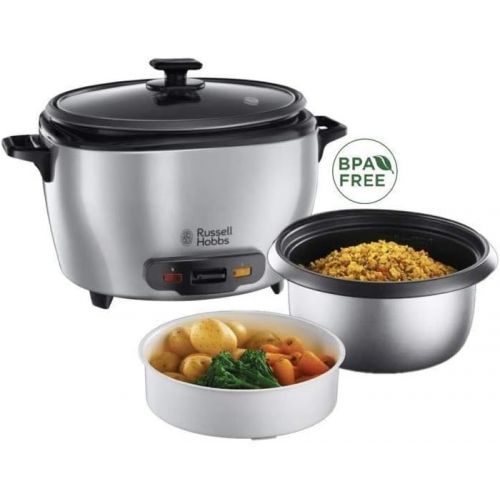  [아마존베스트]Russell Hobbs 23570-56 rice cooker MaxiCook, keep warm function, 2.5 l, incl. Dampfgarer usage, rice spoon, measuring cup, 1000 watts, stainless steel/black
