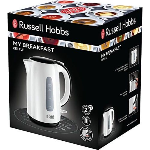  [아마존베스트]Russell Hobbs My Breakfast 25070-70 Kettle, 1.7 L, 2200 Watt, Concealed Heating Element, Removable Limescale Filter, Automatic Cooking Stop, Water Level Indicator, Tea Kettle