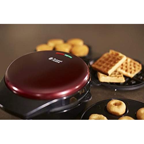  [아마존베스트]Russell Hobbs Multifunctional device round 3-in-1 Fiesta (waffle iron, mini cupcake maker and mini donut maker), dishwasher safe and non-stick coated plates, 900 Watt, 24620-56