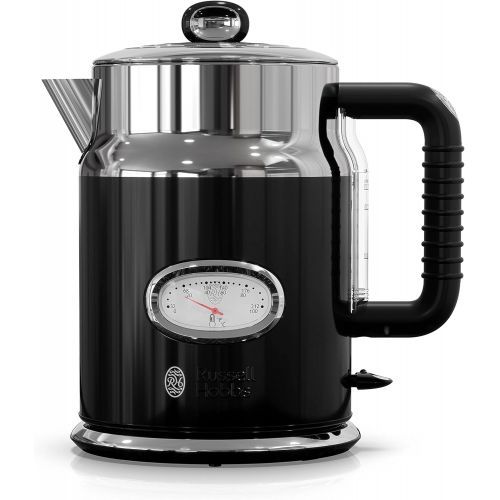  Russell Hobbs Retro Style 1.7L Electric Kettle, Black & Stainless Steel, KE5550BKR