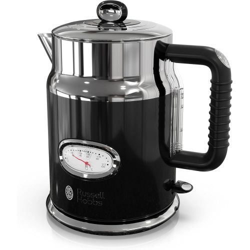  Russell Hobbs Retro Style 1.7L Electric Kettle, Black & Stainless Steel, KE5550BKR