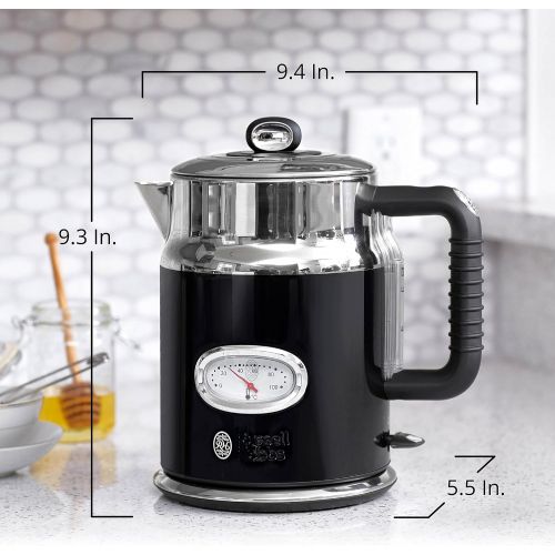  Russell Hobbs Retro Style 1.7L Electric Kettle, Black & Stainless Steel, KE5550BKR