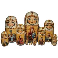 RussianTraditions Orthodox Icons on the Set of Twelve Russian Nesting Dolls. Vintage.