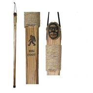 Rustic Axentz Kids Children Wood Walking Trekking Hiking Pole Stick with Twine Grip, Rubber Tip, Wrist Strap, 38, Carved Big Foot