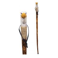 Rustic Axentz Wood Walking Trekking Hiking Pole Stick with Twine Grip, Rubber Tip, Wrist Strap, 46, Carved Eagle