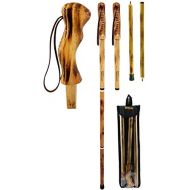 Rustic Axentz Compact Assembled Collapsible Folding Wood Trekking Hiking Pole with Handle, 55