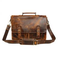 [아마존핫딜]16 Zoll Umhangetasche Leder Aktentasche - Laptoptasche Schultertaschen fuer Herren und Damen von Rustic Town (Braun)