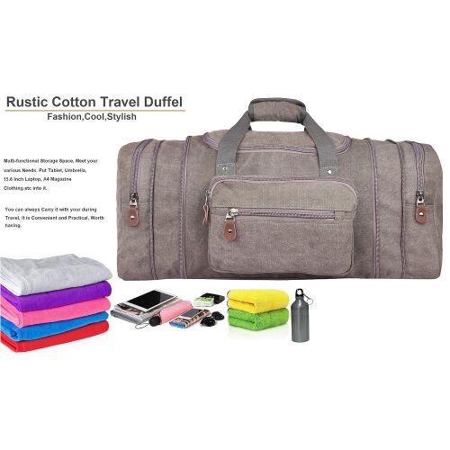  Rustic Town 20 inch Expandable Canvas Duffle Bag - Carry On Airplane luggage Weekender Bag