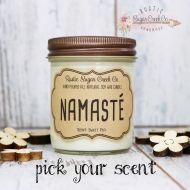 RusticSugarCreekCo Namaste Soy Scented Candle, Christmas Gift, Aromatherapy Namaste Candle, Yoga Gift, Friend Gift, Yoga Quote, Inspirational, Zen Gifts