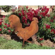 RusticaOrnamentals Rooster Garden Stake or Wall Art, Garden Art, Chicken, Hen, Metal, Rust, Lawn Ornament, Gift Idea, Lawn Art, Garden Ornament, Outdoor, Rust