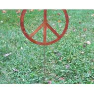 RusticaOrnamentals Peace Sign Garden Stake or Wall Art, Wall Hanging, Lawn Ornament, Metal, Outdoor, Garden Ornament, Piece Symbol, Gift Idea, Garden Art, Sign