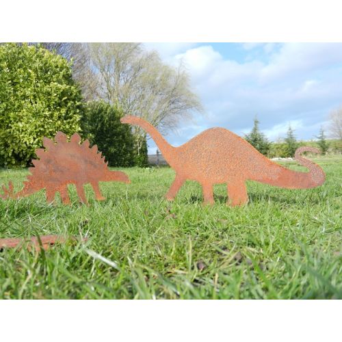  RustyRoosterMetalArt 4x Dinosaur Decoration  Rusty Metal Dinosaur Art  Garden Decoration  Dino Gift  T-Rex  Stegosaurus  Triceratops  Brachiosaurus