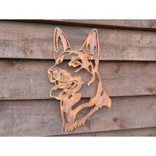  RustyRoosterMetalArt German Shepherd Gift  Dog Garden Art  Rusty Metal Dog Garden Decoration  Dog Lover Gift  Dog Garden Wall Hanger Pet MemorialPolice Dog