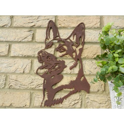  RustyRoosterMetalArt German Shepherd Gift  Dog Garden Art  Rusty Metal Dog Garden Decoration  Dog Lover Gift  Dog Garden Wall Hanger Pet MemorialPolice Dog